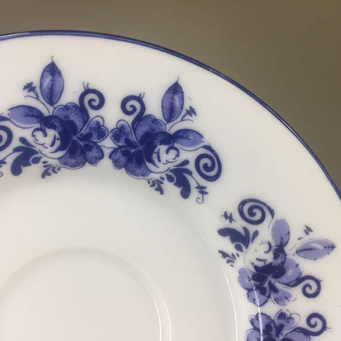 DELFTS OUDE MOLEN FABRIEK PORCELAIN COFFEE DUO     WINDMILL AND YACHTS ON CANAL PANORAMIC SCENE