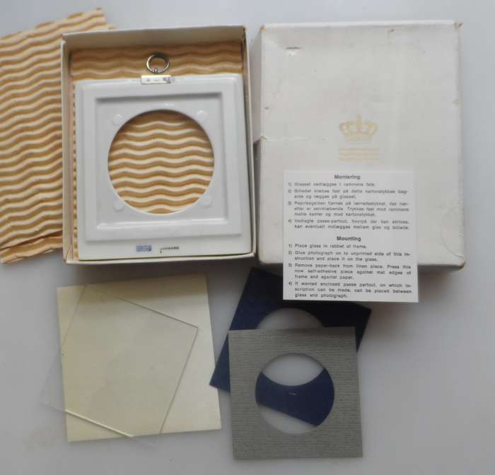 DANISH PORCELAIN PICTURE FRAMES  with backing mounts and glass  , set of 3