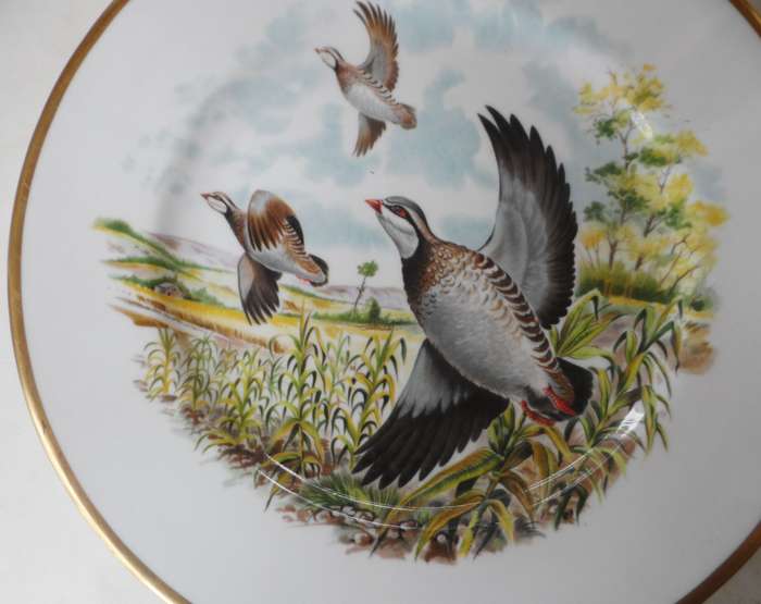 ROYAL CHELSEA CABINET / WALL DISPLAY  PLATE  BIRDS OF THE COUNTRYSIDE ' THE RED LEGGED PARTRIDGE '