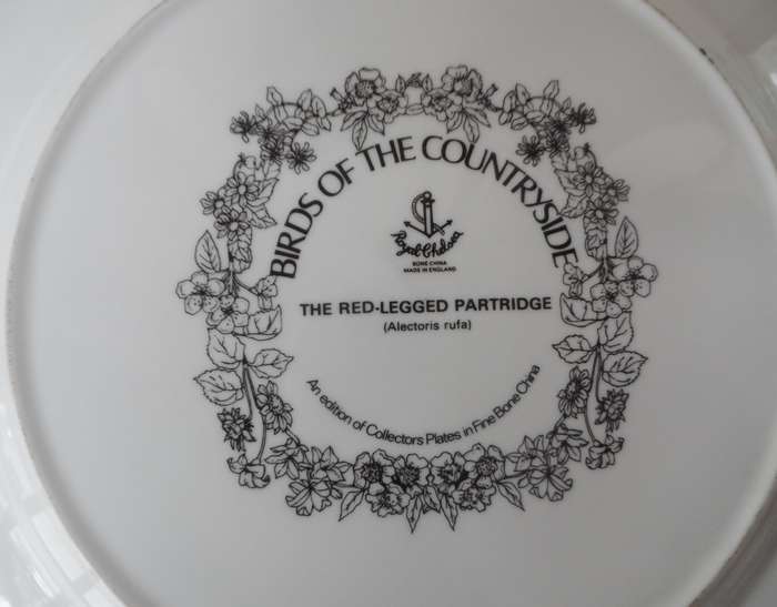 ROYAL CHELSEA CABINET / WALL DISPLAY  PLATE  BIRDS OF THE COUNTRYSIDE ' THE RED LEGGED PARTRIDGE '
