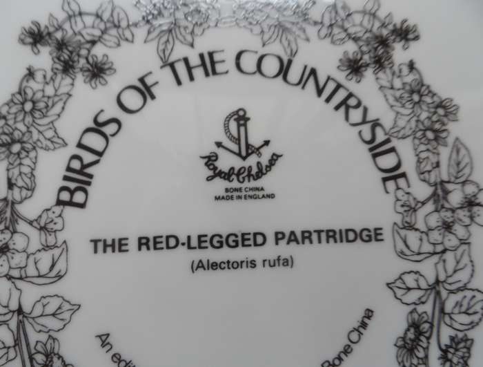 ROYAL CHELSEA CABINET / WALL DISPLAY  PLATE  BIRDS OF THE COUNTRYSIDE ' THE RED LEGGED PARTRIDGE '