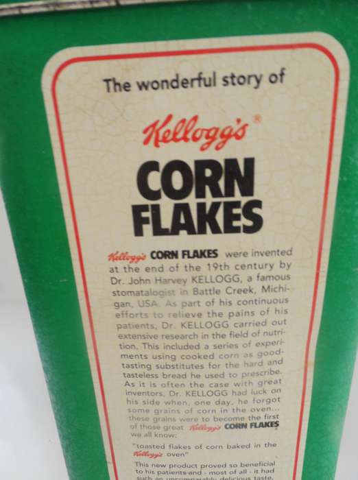 VINTAGE COLLECTIBLE , KELLOG,S TOASTED CORN FLAKES ,  LIDDED STORAGE TIN