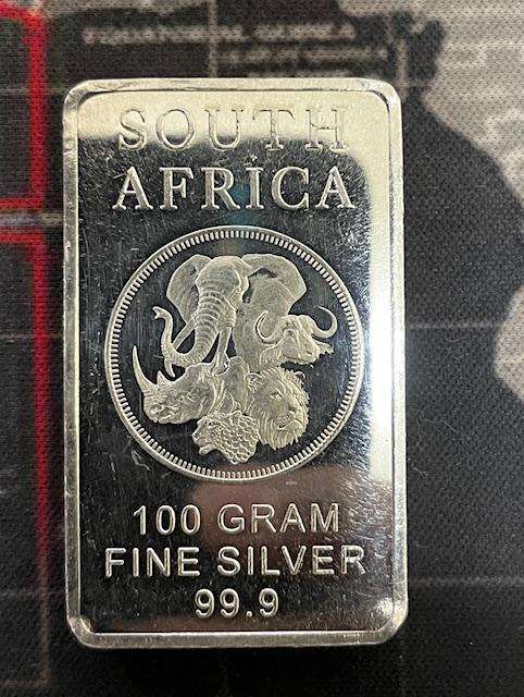 100 GRAM STERLING SILVER BIG FIVE BAR