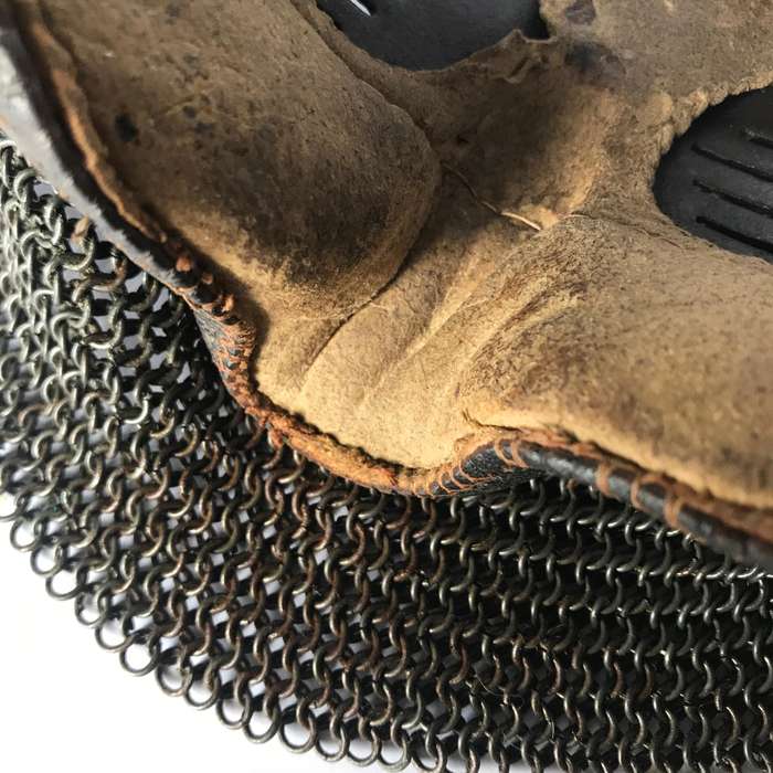Original British WWI Tanker Leather Covered Splatter Mask with Chainmail Mouth Guard