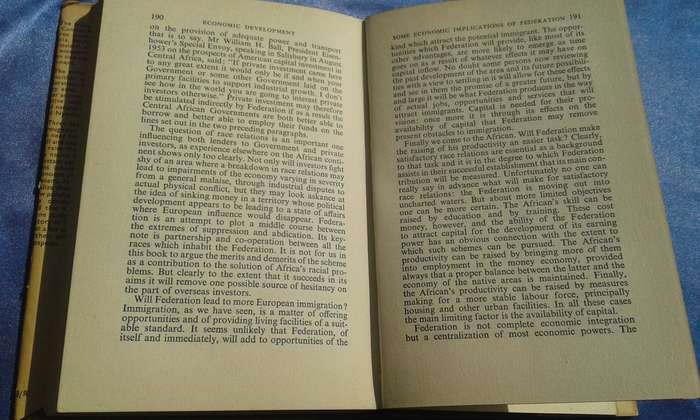 1954.  "Economic Development in Rhodesia and Nyasaland"  Hard cover.