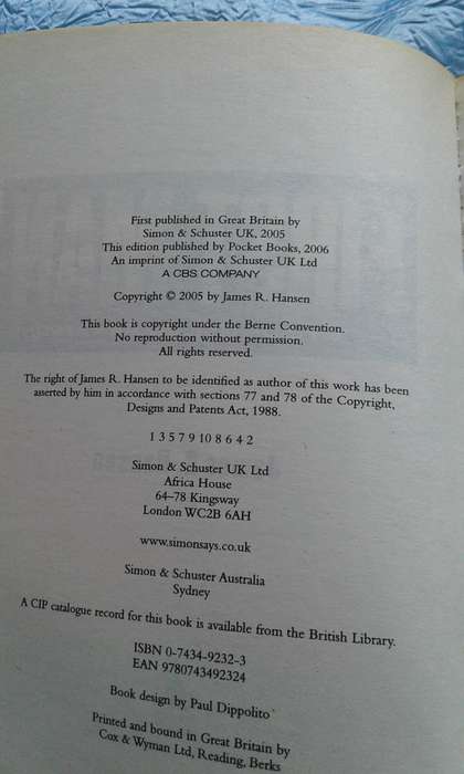 "First Man"  The Life of Neil Armstrong.  Soft cover.