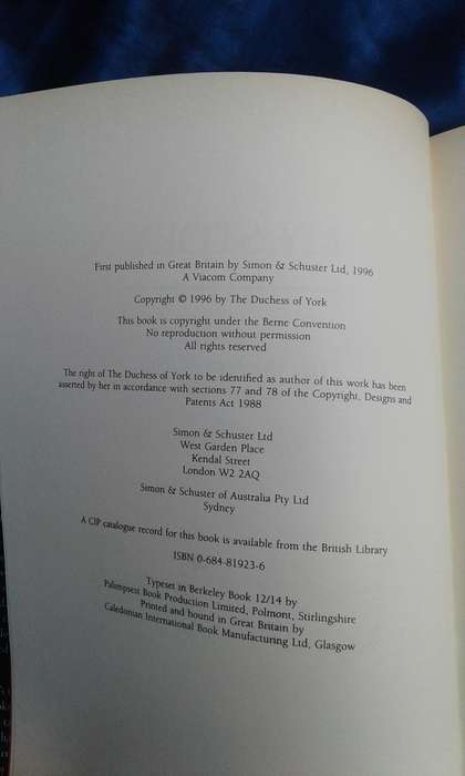 "My Story  Sarah"   The Duchess of York.  Hard cover.