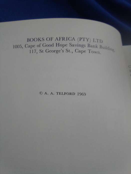 1969. "Johannesburg"  A.A. Telford.   Hard cover.