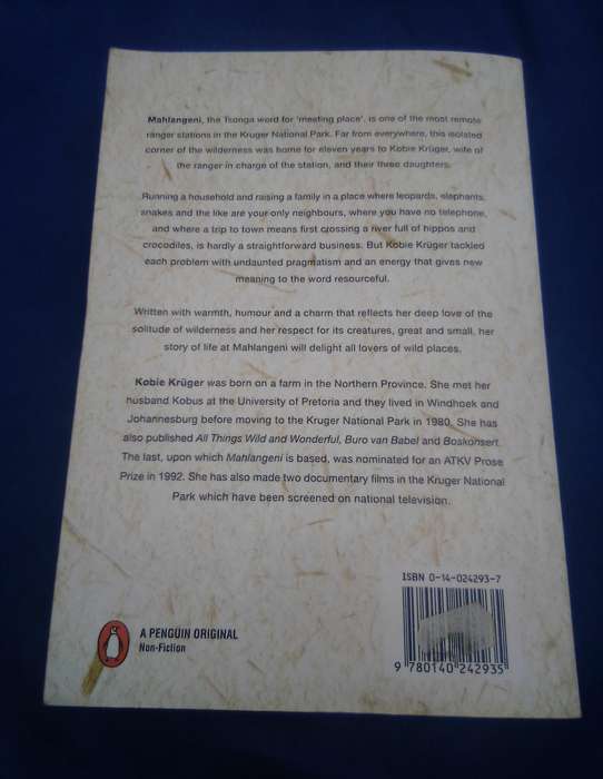 "Mahlangeni"   Stories of a Game Ranger's Family". Soft cover.