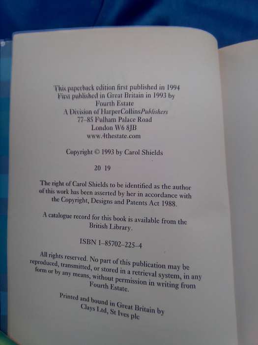 "The Stone Diaries"  Carol Shields.  Soft cover.