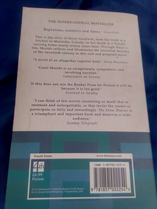 "The Stone Diaries"  Carol Shields.  Soft cover.