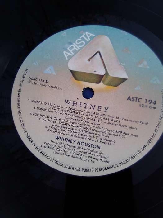 L.P. Whitney Houston.  Whitney. Cover: Very good.  L.P. Very good.