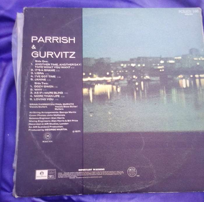 L.P.  Parrish & Gurvitz.  Cover: Very good.  L.P.:Very good.