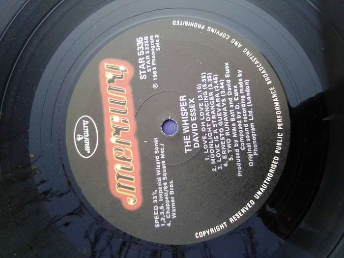 L.P. David Essex.  The Whisper.   Cover: Very good. L.P.:Very good.