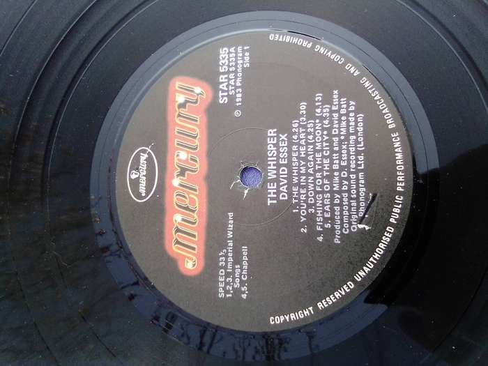 L.P. David Essex.  The Whisper.   Cover: Very good. L.P.:Very good.