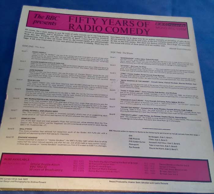 L.P. Vinyl Record. 50 Years of Radio Comedy.  VG  VG