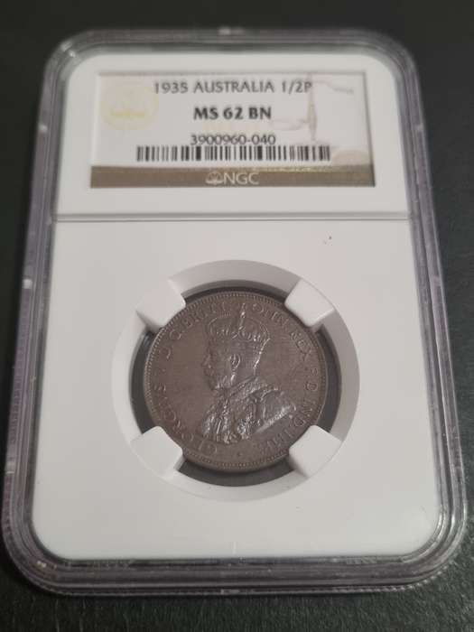 Australia: Key Date 1935 MS62BN 1/2 Penny