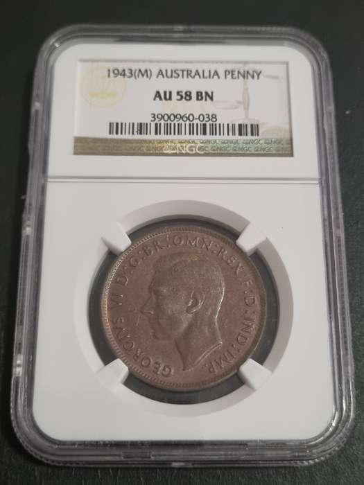 Australia: AU58BN  1943(M) 1 Penny) 1 Penny