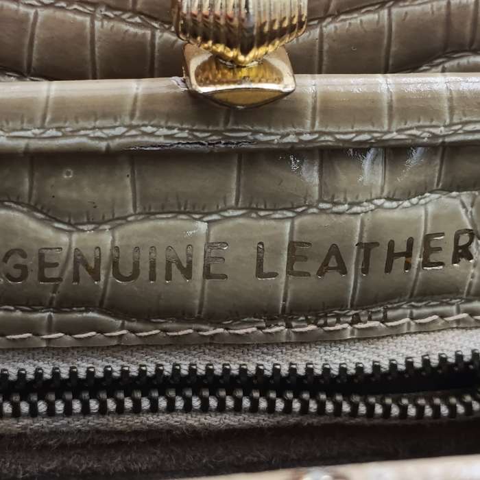 Vintage genuine leather dark beige handbag with purse some marks on the inside bat leather
