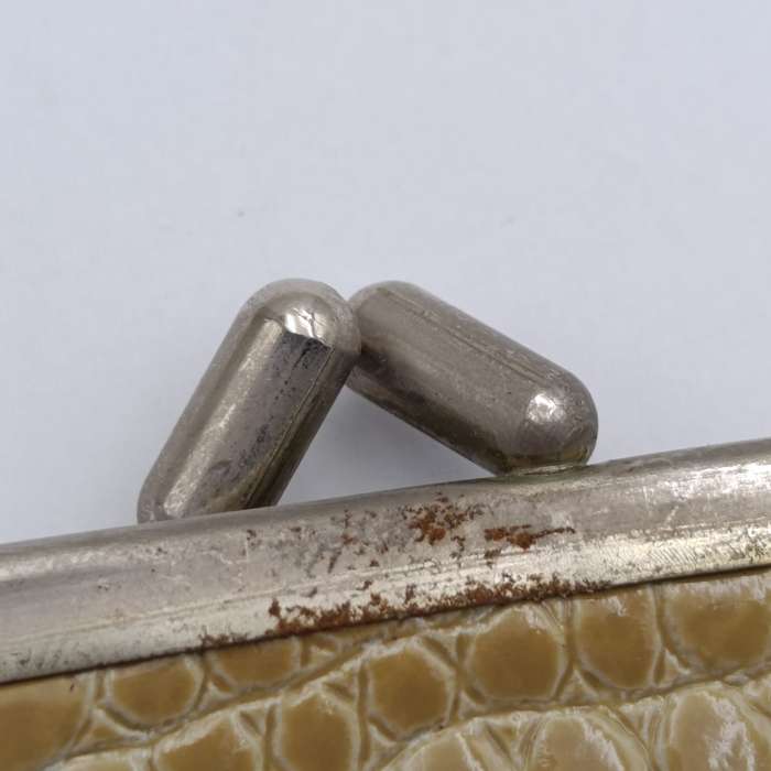 Vintage genuine leather dark beige handbag with purse some marks on the inside bat leather