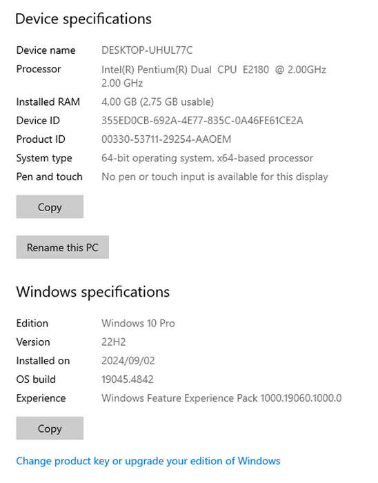 HP Desktop PC - Dualcore CPU-4Gb-2Tb-GT8400