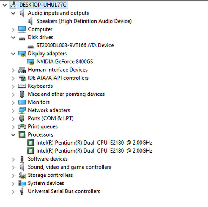 HP Desktop PC - Dualcore CPU-4Gb-2Tb-GT8400