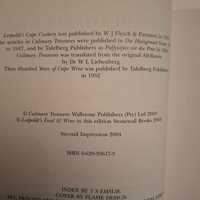 Leipoldt's Food and Wine (the trilogy of culinary works by Louis Leipoldt)