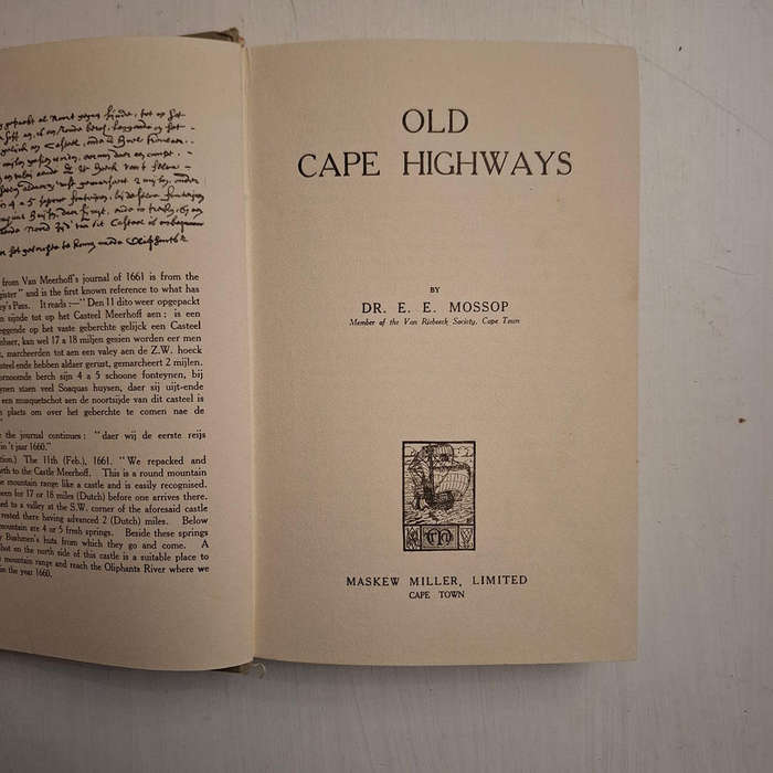Old Cape Highways (Dr E E Mossop)