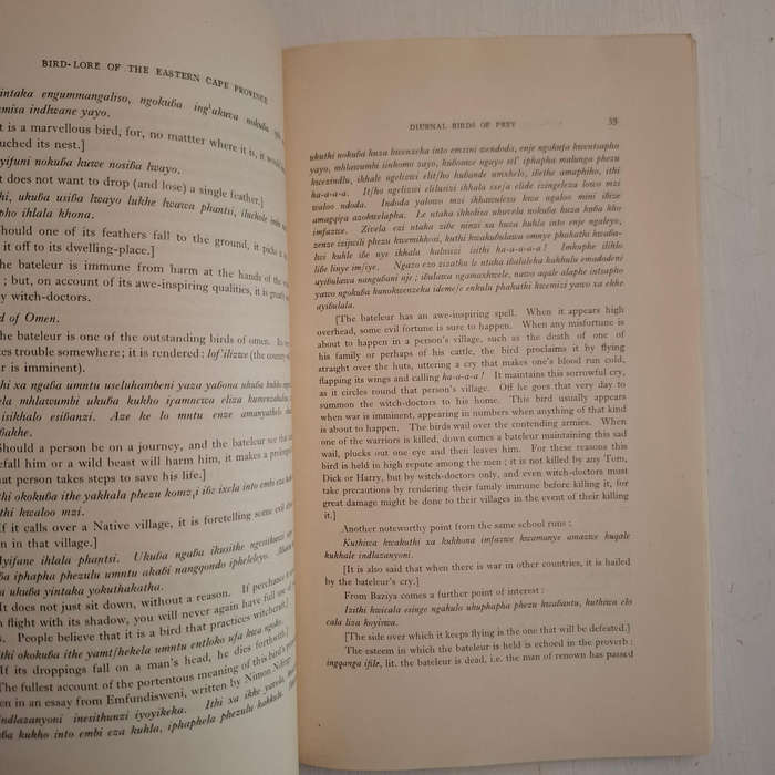 Bird-Lore of the Eastern Cape Province (Rev. Robert Godfrey) Bantu Studies, Monograph Series, No. 2