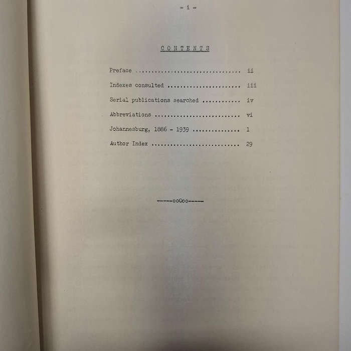 The Growth of Johannesburg from 1886 - 1939, A List of Articles in Serial Publications