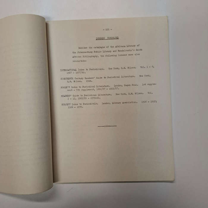 The Growth of Johannesburg from 1886 - 1939, A List of Articles in Serial Publications