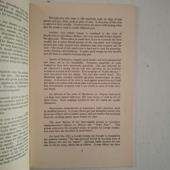 Some African Poison Plants and Medicines of Northern Rhodesia. The Occasional Papers of the Rhodes-L