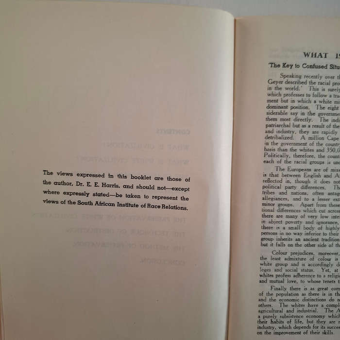 "White" Civilisation, How It is Threatened and How it can be Preserved in South Africa (E. E. Harris