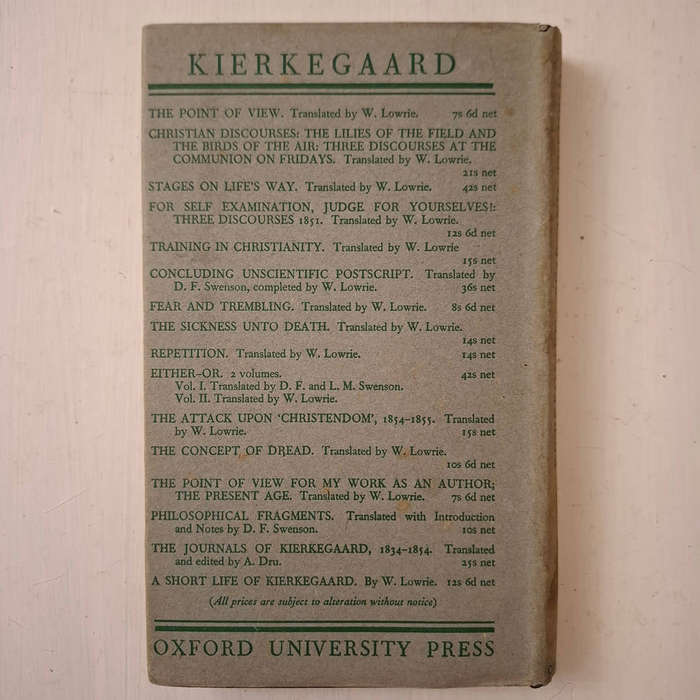 Fear and Trembling (Soren Kierkegaard, translated by Robert Payne)