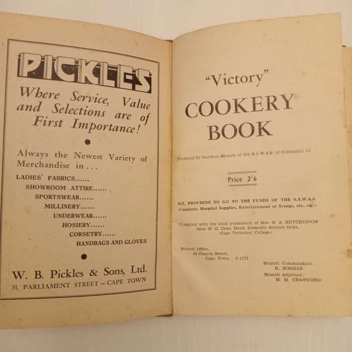 "Victory" Cookery Book: South African Women's Auxiliary Services