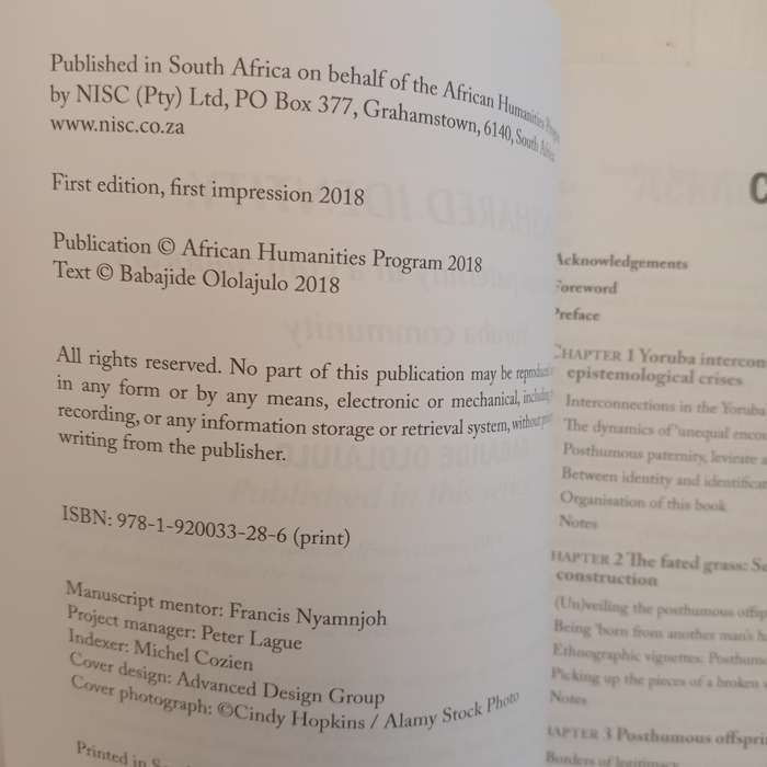 Unshared Identity: Posthumous paternity in a contemporary Yoruba community (African Humanities)