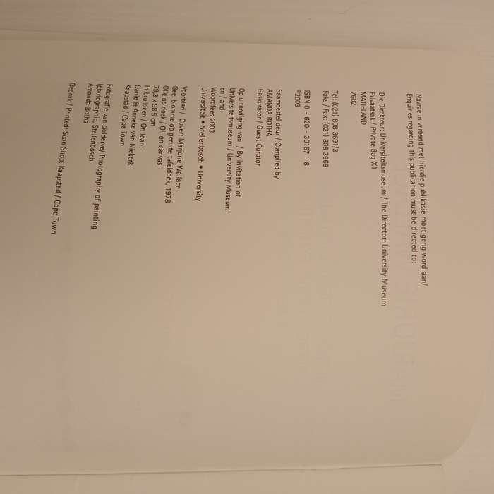 Marjorie Wallace Retrospektiewe Uitstalling / Retrospective Exhibition (1953-2003) Amanda Botha (com