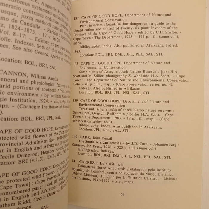 Southern African botanical literature, 1600-1988 (A. S. Kerkham)