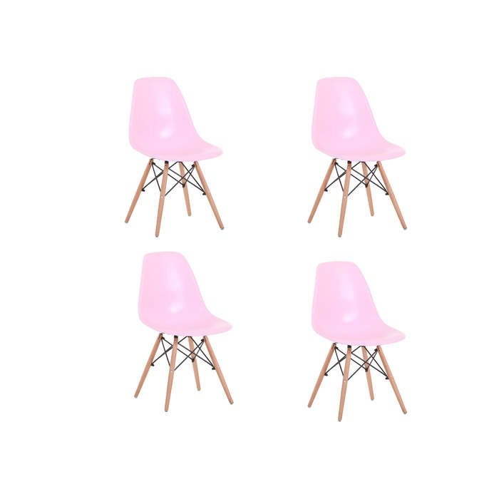 Luna wooden leg chair pink 4 pack