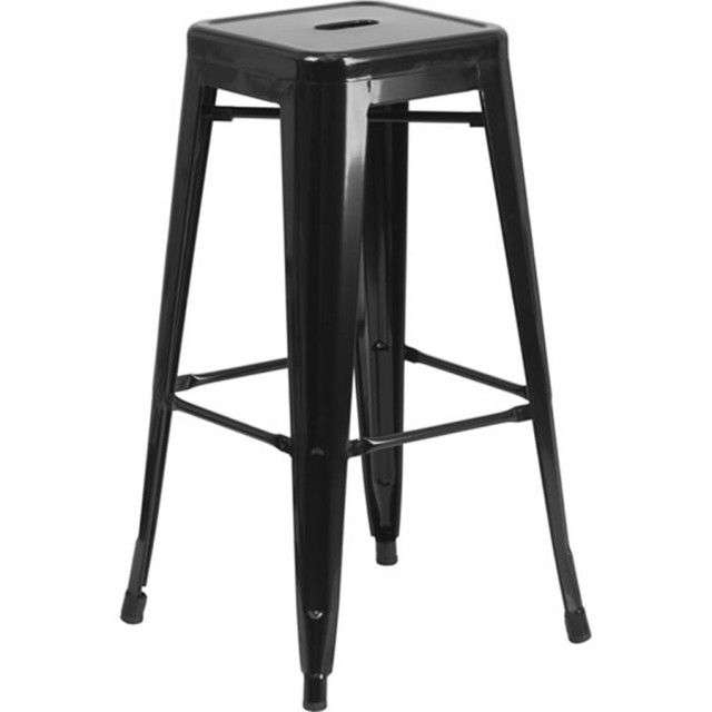 Metal Steel Bar Stool - Black