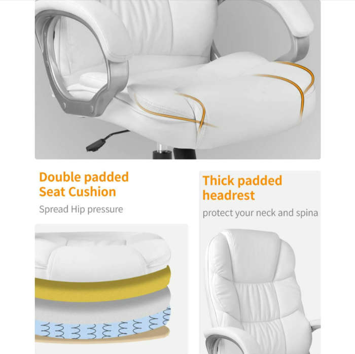 Mid Back Executive PU Leather - White