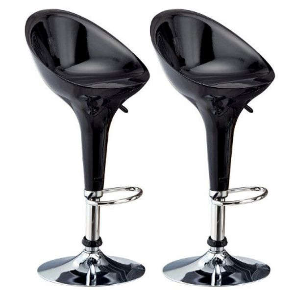 High Back Bar Stools Kitchen Bar Chair Set Swivel Adjustable Counter Chair - Black