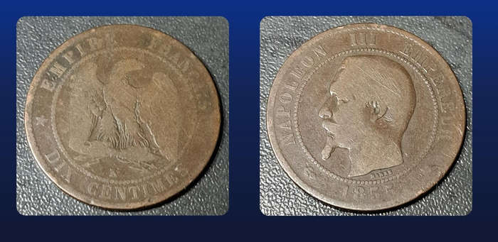FRANCE 1855 10 CENTIMES NAPOLEON 111