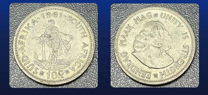 SOUTH AFRICA 10 CENTS 1961