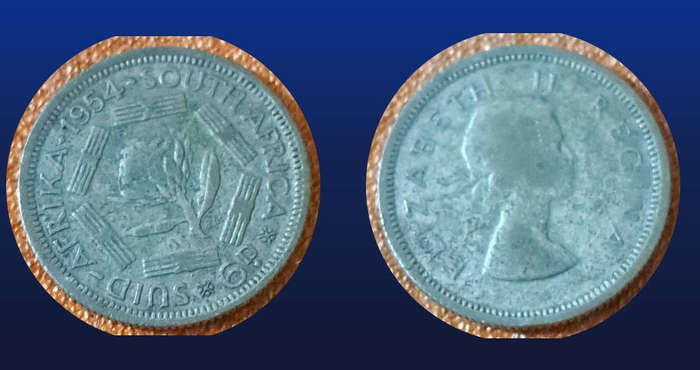 SOUTH AFRICA 6 PENCE ELIZABETH II 1954 PROOF