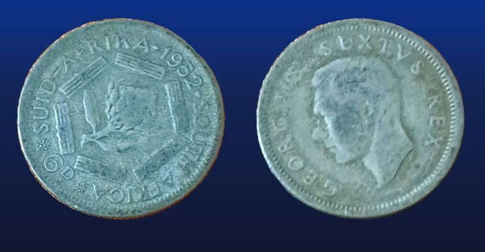 SOUTH AFRICA 6 PENCE GEORGE VI 1952