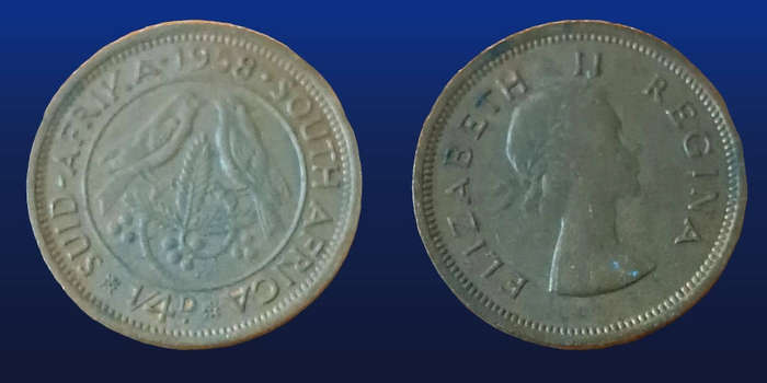 SOUTH AFRICA QUARTER PENNY ELIZABETH II 1958 PROOF