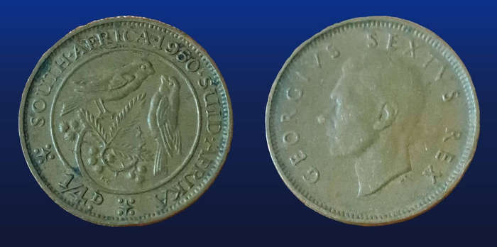 SOUTH AFRICA QUARTER PENNY GEORGE 1950