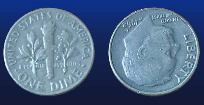 USA 1 DIME ROOSEVELT DIME 1968 D XF