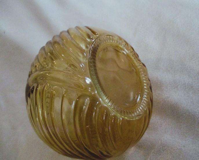 Vintage amber moulded glass vase with cabbage leaf pattern